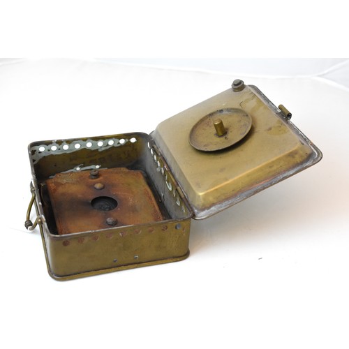 1058 - Vintage French Brass Portable Stove, approx 20cm across.