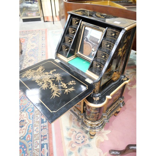 3296 - Chinese Lacquered Fall Front jewellery cabinet in the form and size of a writing bureau