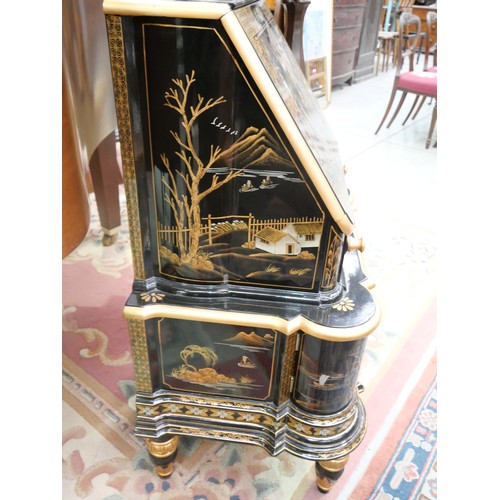 3296 - Chinese Lacquered Fall Front jewellery cabinet in the form and size of a writing bureau