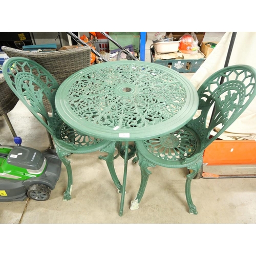 86 - Painted Metal Garden Table & 2 Chairs