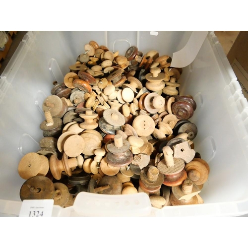 1324 - Large Box of Assorted Turned Wood Knobs