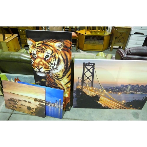 3118 - 6 Canvas Prints - Skyline, Tiger Etc.