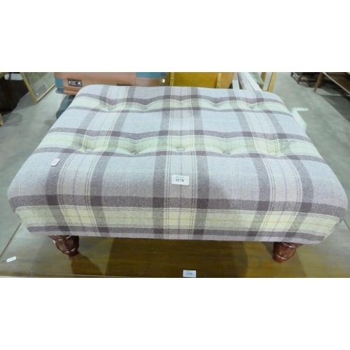 3178 - Tartan Upholstered Foot Stool - 77cm x 62cm x h:30cm approx