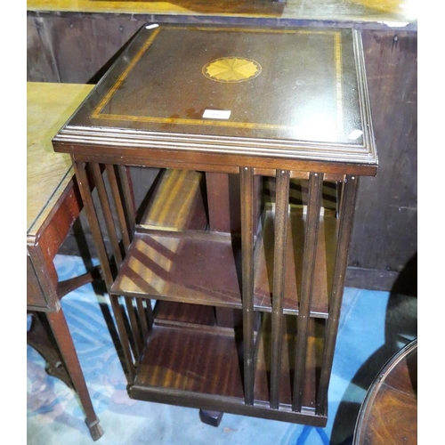 3195 - Reproduction Mahogany Inlaid Revolving Bookcase