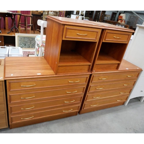 3305 - Pair Of Four Drawer Chests & Pair Of Bedsides