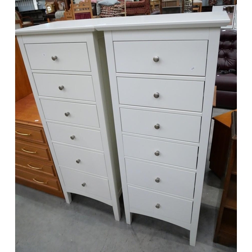 3306 - Pair Of 6 Drawer Tallboys. Approx. L 54cm W 44Cm H 138cm