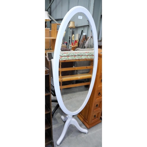 3310 - Painted White Oval Cheval Mirror