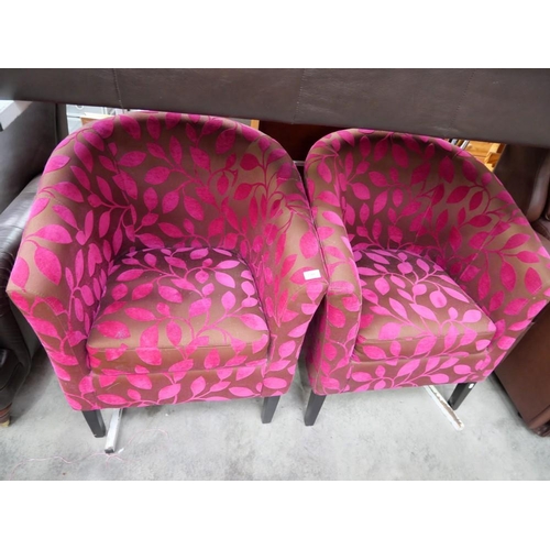 3355 - Pair Of Upholstered Tub Chairs