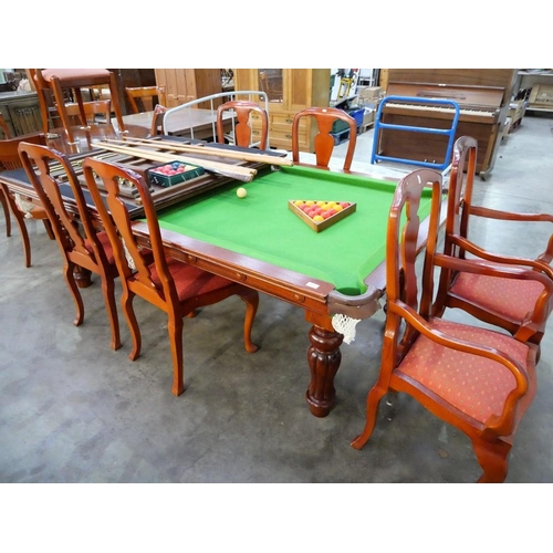 3653 - Sir William Bentley Mahogany Metamorphic Billiards / Dining Table including Balls, Score Board & Cue... 