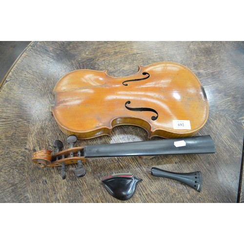 692 - Violin, Case and Bows