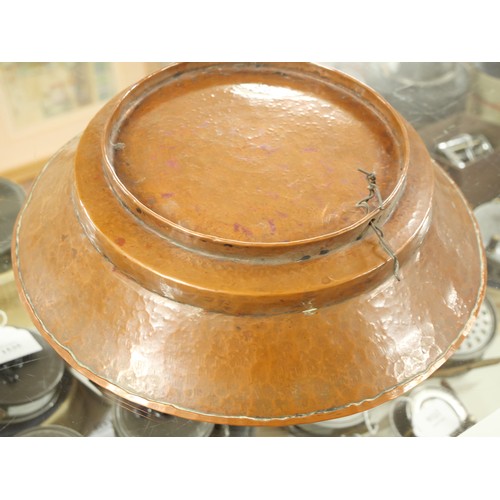 1282 - Antique Islamic Engraved Copper Dish, approx 30cm in diameter.