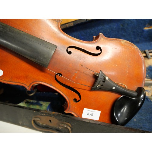 696 - Violin, Case and Bow