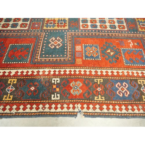 2529 - Eastern Wool Rug, Geometric Pattern, Red Ground, approx 248 x 174cm.