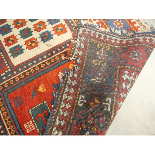 2529 - Eastern Wool Rug, Geometric Pattern, Red Ground, approx 248 x 174cm.