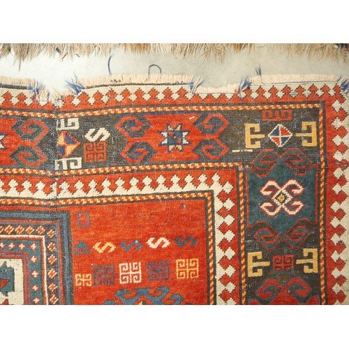 2529 - Eastern Wool Rug, Geometric Pattern, Red Ground, approx 248 x 174cm.