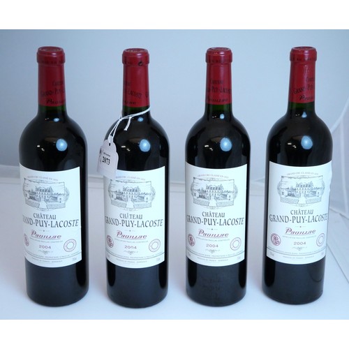 2073 - Four Bottles of Chateau Grand-Puy-Lacoste 2004