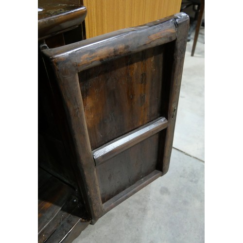 3378 - Early to mid 1900's Chinese Stained Wood Two Door Cupboard & a smaller later pair similar in design.