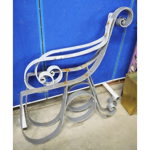 11 - Pair of Metal Bench Ends and Central Stand