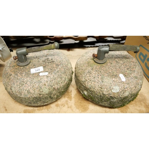 115 - Pair Antique Curling Stones