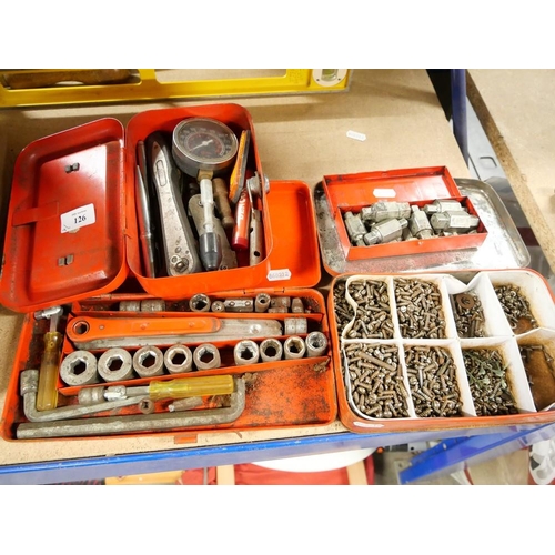 126 - Three Red Boxes of Tools etc (small)