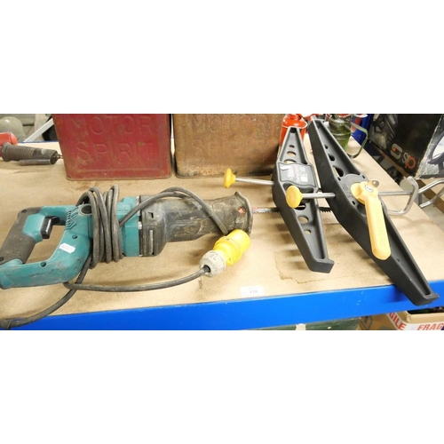 158 - Makita 110v Reciprocating Saw & 2 Rhino Safecamps