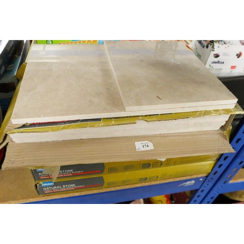 174 - 4 Boxes of 5 Light Grey Polished Marble Floor Tiles