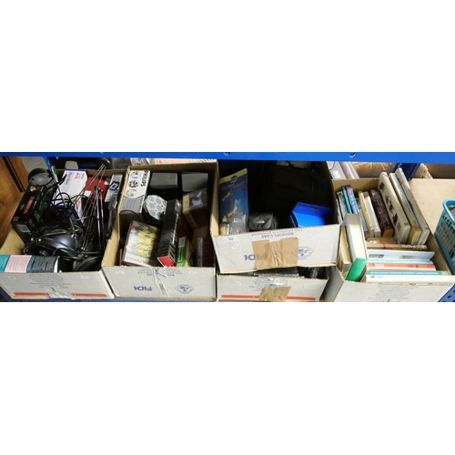 293 - 5 Boxes - Desks Lamps, Games, Speakers, Hand Mixer, Books, etc