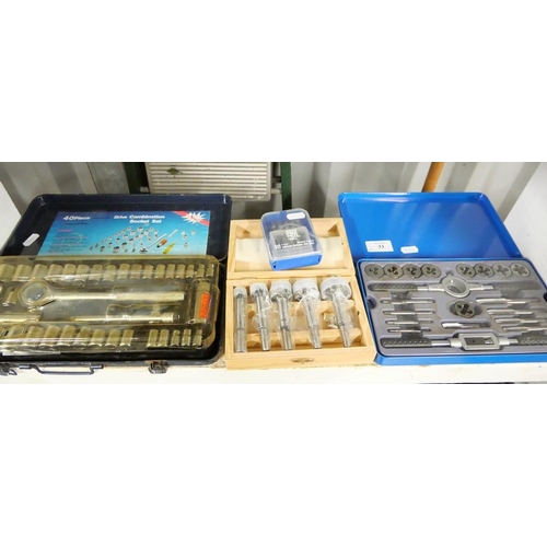 33 - Socket Set, Tap & Dye Set, Drill Bit Set & Drill Hole Bit Set