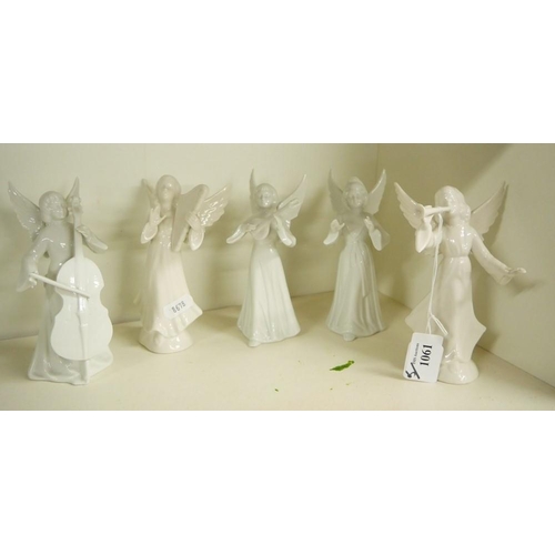 1061 - 5 x Continental White Porcelain Angelic Figures.