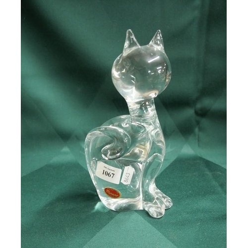 1067 - Vintage Murano Glass Cat, approx 21.5cm tall.