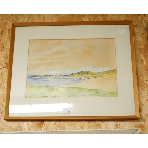 1489 - Unsigned Watercolour - Bay View, approx 34 x 24cm.