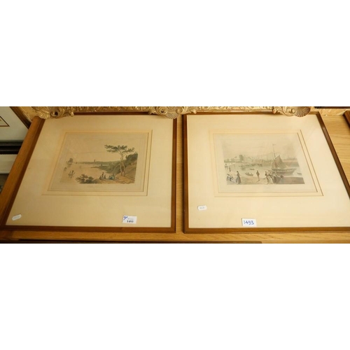 1493 - Pair of Framed Coloured Engravings 