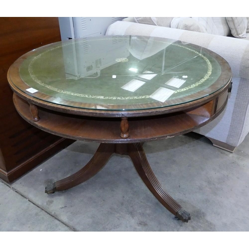 3175 - Circular Leather Top Writing Table