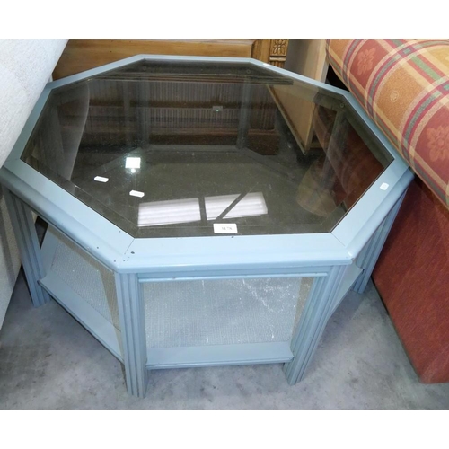 3178 - Octagonal Glass Top Coffee Table. Approx. 90cm Wide