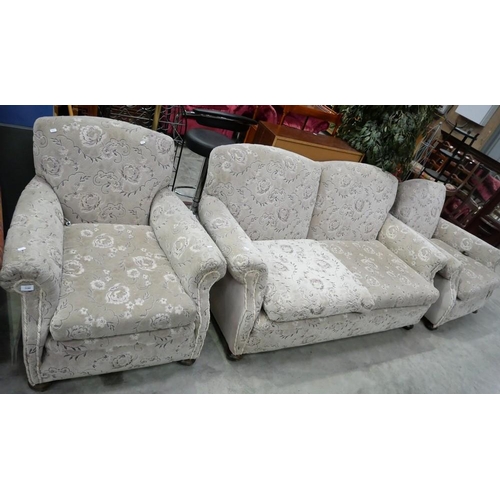 3180 - Fabric Upholstered 2 Seat Sofa With Matching Armchairs