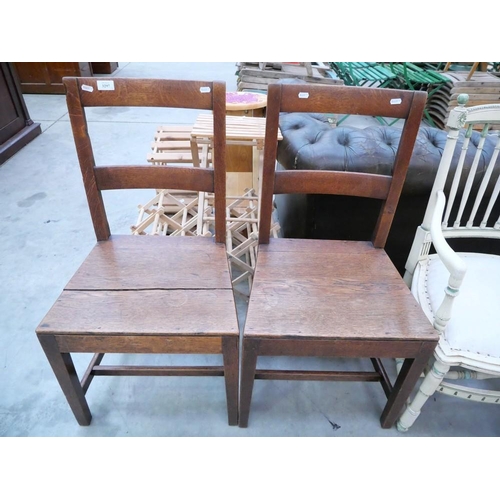 3297 - Pair Of Oak Joint Hall Chairs