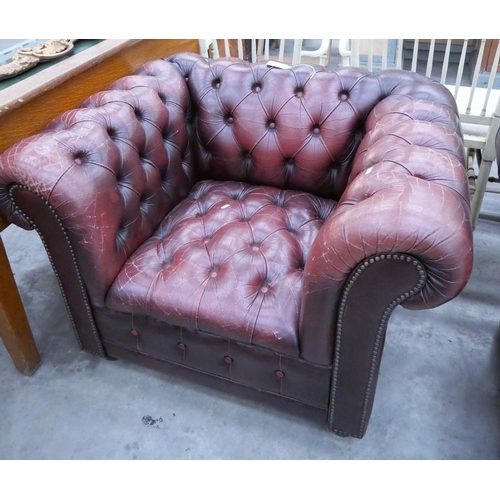 3301 - Ox Blood Button Back Armchair