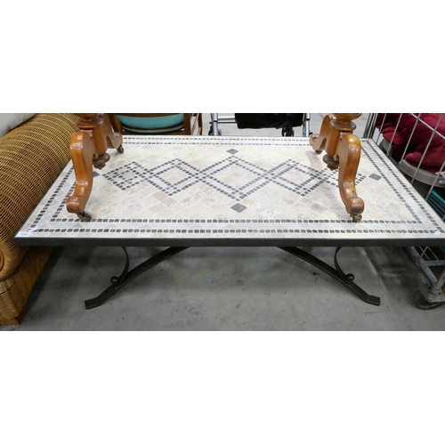 3350 - Tile Top Coffee Table on Metal Base, approx 130cm.