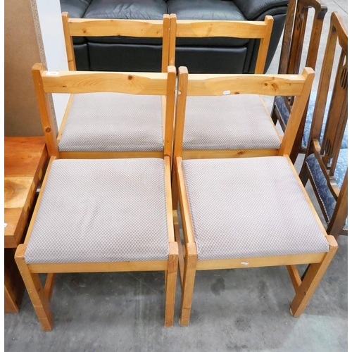 3390 - Set of Four Pine Dining Chairs.