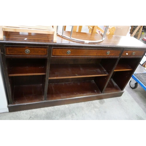 3393 - Mahogany Open Bookcase with Three Drawers, approx 152cm wide.