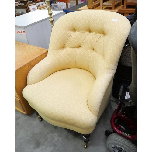 3397 - Modern Button Back Bedroom Chair, Yellow Upholstery.