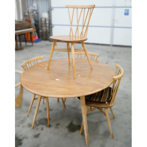 3419 - Circular Ercol Drop Leaf Table & 4 Ercol Chairs