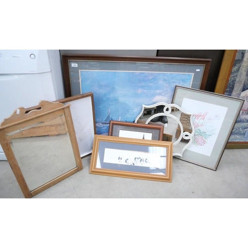 3451 - Collection of Framed Prints & Mirrors.