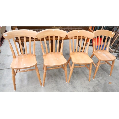 3494 - Set Of 4 Beech Farmhouse Style  Dining Chairs