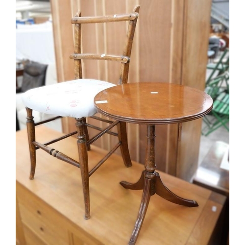 3498 - Late Victorian Bedroom Chair & Shaw of London Wine Table.