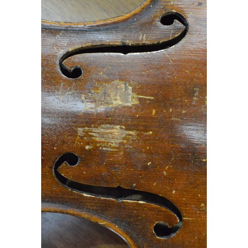 574 - Antique Violin & Bow in Carry Case - 60 long X 21cm wide.