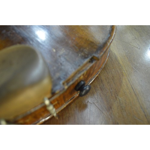 574 - Antique Violin & Bow in Carry Case - 60 long X 21cm wide.