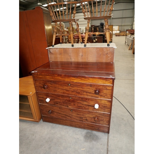 3067 - Mahogany Three Drawer Chest. Approx. 107cm X 56cm X 89cm