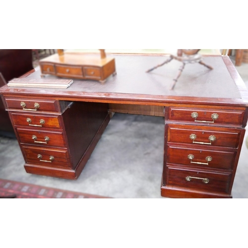 3325 - Antique Mahogany Twin Pedestal Partners Desk approx 153 x 88cm.