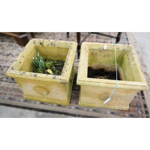 3344 - Pair of Reconstituted Stone Garden Planters - approx 27cm tall.